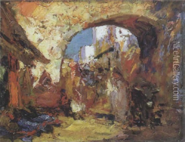 Scene De Rue Oil Painting - Charles Henri Gaston Dagnac-Riviere