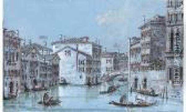 View Of The Canal By Ca'foscari, Venice Oil Painting - Giacomo Guardi