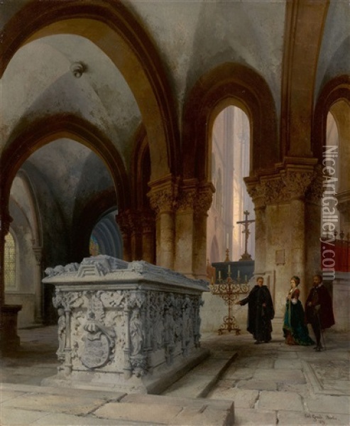 Der Chor Des Magdeburger Domes Mit Dem Grabmal Der Konigin Editha Oil Painting - Karl Georg Anton Graeb