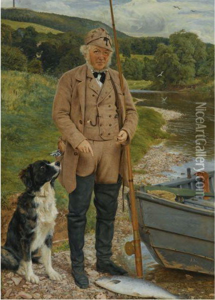 Robert Kerss, Gamekeeper And Fisherman At Mounteviot Oil Painting - James Archer