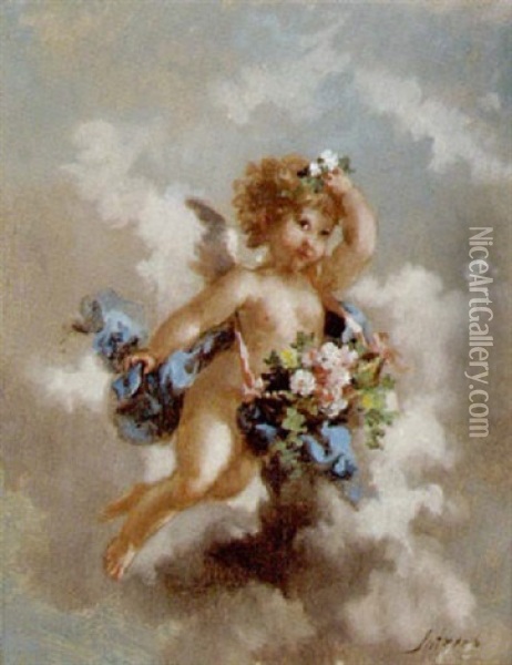 Blumengeschmuckter Engel Oil Painting - Charles Augustus Henry Lutyens