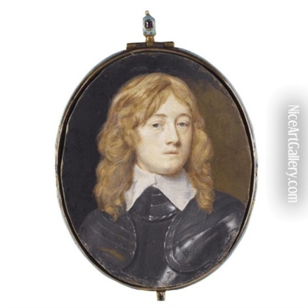 Portrait Of A Gentleman, Sidney Godolphin (?) Oil Painting - Samuel Cooper