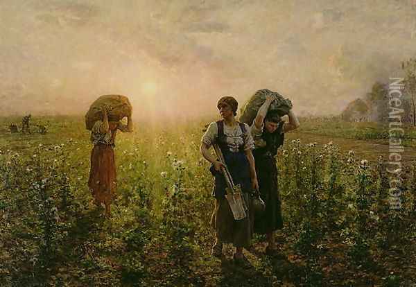 The End of the Working Day, 1886-87 Oil Painting - Jules Breton