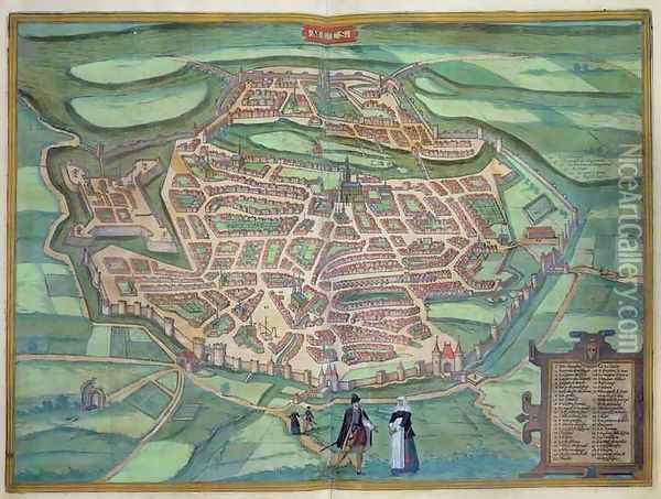 Map of Metz from Civitates Orbis Terrarum Oil Painting - Joris Hoefnagel
