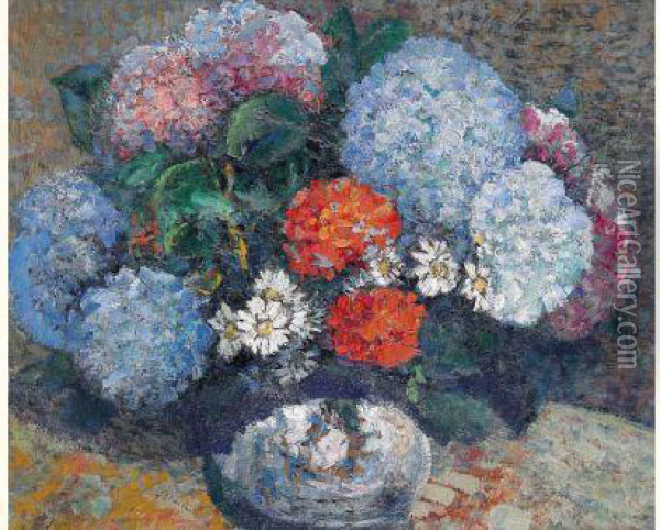 Fleurs En Pots, Circa 1918 Oil Painting - Victor Charreton