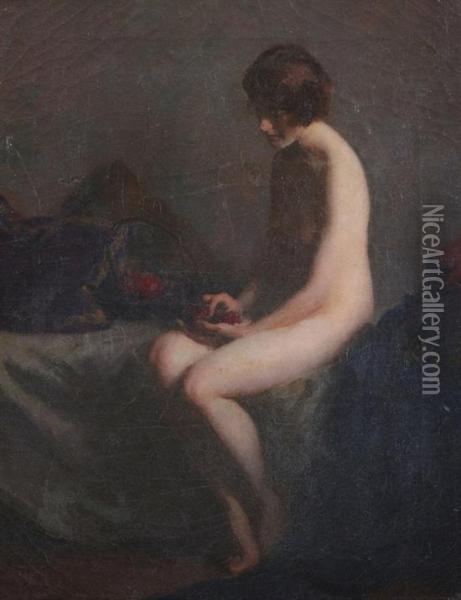 Seated Nude With Basket Of Fruit Oil Painting - Will Rowland Davis