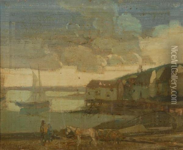 Provincetown Coast. Signed Lower Right Miller Oil Painting - Richard Emile Miller