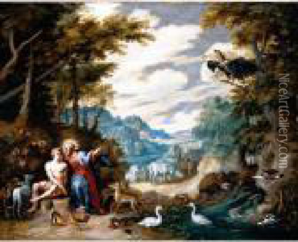 The Creation Of Adam In The Garden Of Eden Oil Painting - Jan Brueghel the Younger