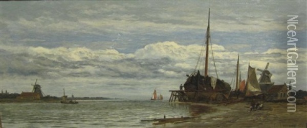 Dutch Beach Scene Oil Painting - Charles Thornley