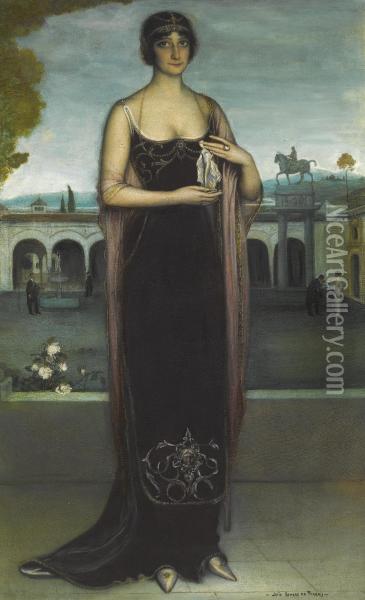 Adela Carbone, La Tanagra (adela Carbone, The Tanagra) Oil Painting - Julio Romero De Torres