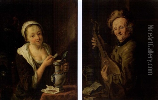 Eine Frau (+ Ein Mann; Pair) Oil Painting - Jacob Buys