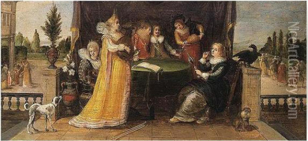 An Allegory Of The Five Senses Oil Painting - Louis de Caullery