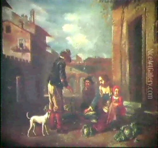Die Gemuseverkauferin Oil Painting - Michelangelo Cerquozzi