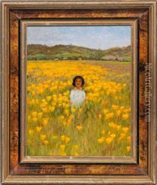 Indianischesmadchen In Einer Blumenwiese Oil Painting - Grace Carpenter Hudson