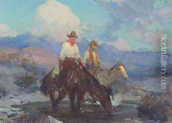 The Cattlemen Oil Painting - Frank Tenney Johnson
