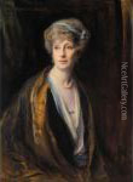Portrait Of Lady Frances Gresley Oil Painting - Philip Alexius De Laszlo