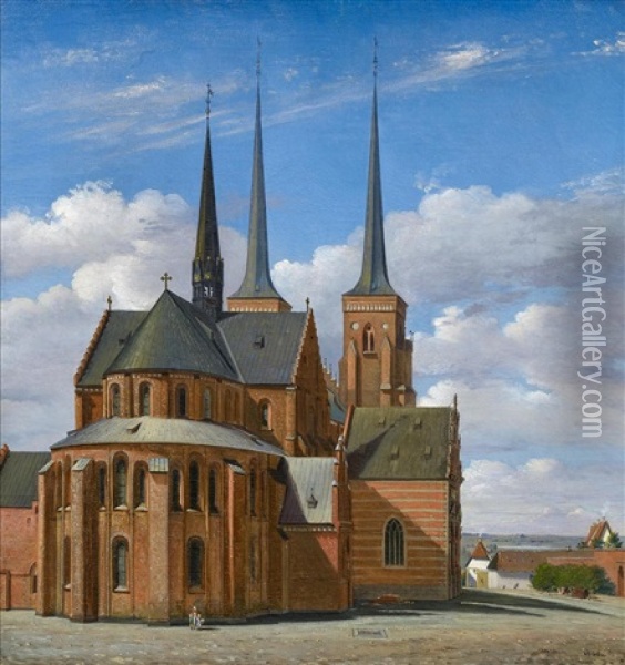 Die Domkirche In Roskilde Oil Painting - Christian Olavius Zeuthen