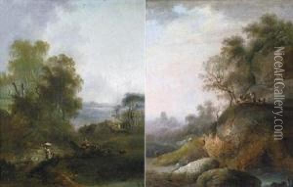 Paesaggio Montano Con Viandanti In Sosta Oil Painting - Pierre-Henri de Valenciennes