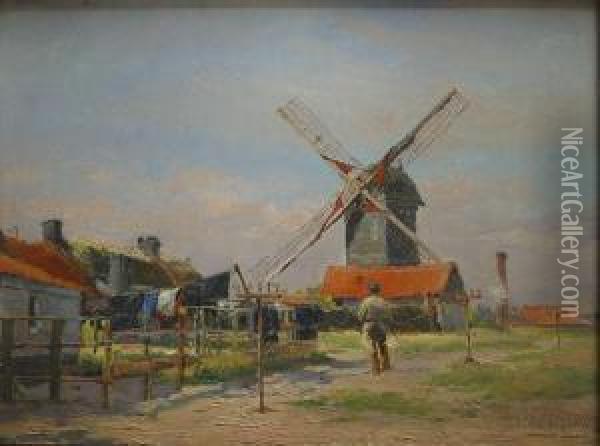 Moulin Et Meunier Dans Un Paysage Oil Painting - Louis Van Engelen