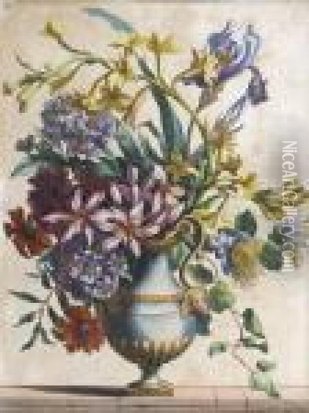Blumenstilleben In Prunkvasen (hochformate) Oil Painting - Jean-Baptiste Monnoyer