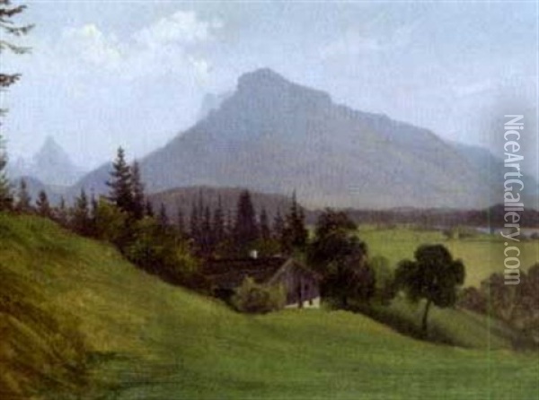 Blick Auf Den Untersberg Bei Salzburg Oil Painting - Friedrich Loos