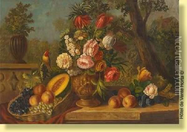 Vase Fleuri Sur Entablement Oil Painting - A. Dubois