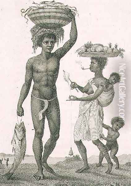 Family of Negro Slaves from Loango, 1792, plate 69 from Narrative of a Five Years Expedition against the Revolted Negroes of Surinam, engraved by William Blake 1757-1827 pub. 1806 Oil Painting - John Gabriel Stedman