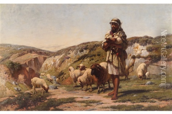 A Moorish Shepherd Oil Painting - Robert Gavin