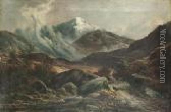 A Mountain Landscape Oil Painting - Alfred Walter Williams