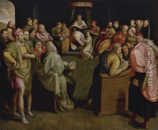 Christ Among The Doctors Oil Painting - Frans Pourbus the Elder