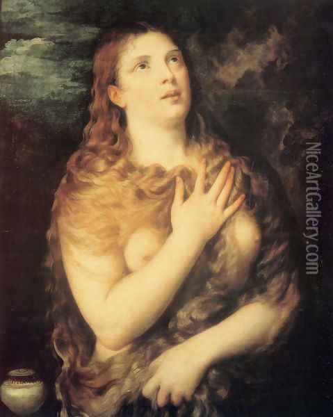 Mary Magdalen Repentant Oil Painting - Tiziano Vecellio (Titian)