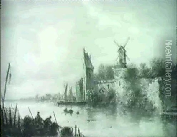 Hollandische Stadt Oil Painting - Elias Pieter van Bommel