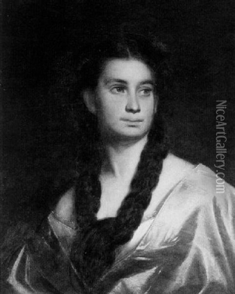 Portrait Einer Jungen Dame Oil Painting - Joseph Mathaeus Aigner