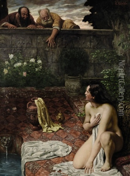 Susanna Im Bade Oil Painting - Emil Reinicke