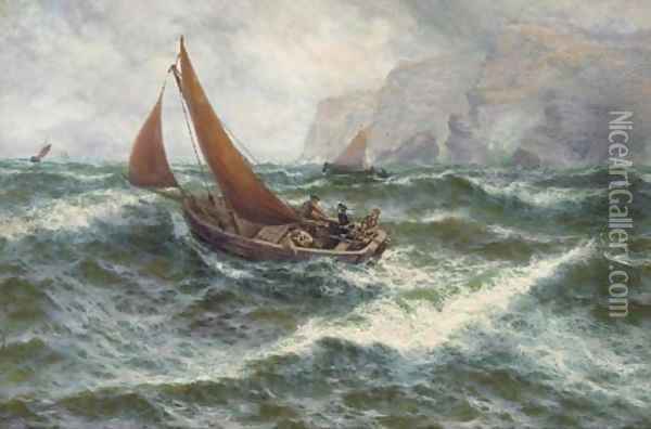 Polack fishers. Cliffs of Mohur, County Clare Oil Painting - Thomas Rose Miles