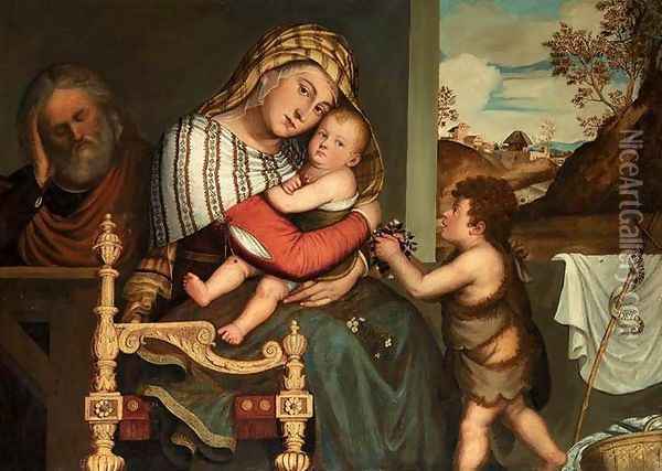 The Holy Family with the Infant St John the Baptist 1595 Oil Painting - Niccolo Frangipane