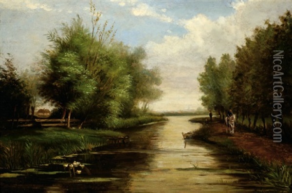 View On A Landscape With A River Oil Painting - Adrianus van Everdingen