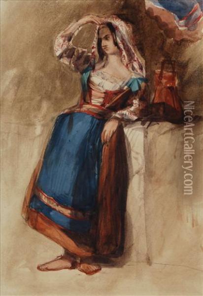 Study Of Awoman Oil Painting - John Frederick Lewis