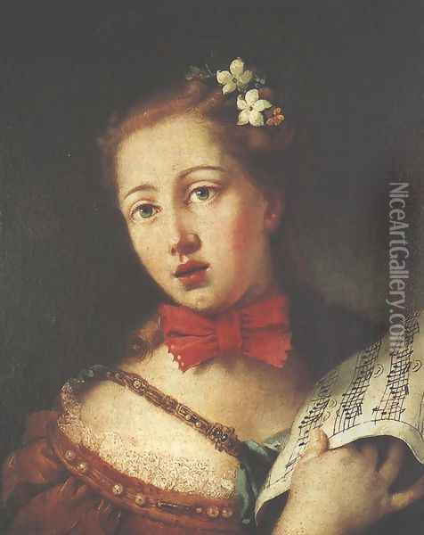 Portrait of a Young Singer Oil Painting - Alessandro Longhi