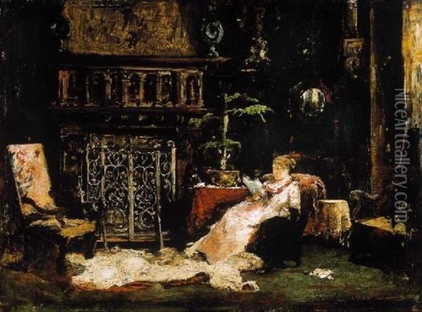 Paris Salon (the Artists's Wife) Oil Painting - Mihaly Munkacsy