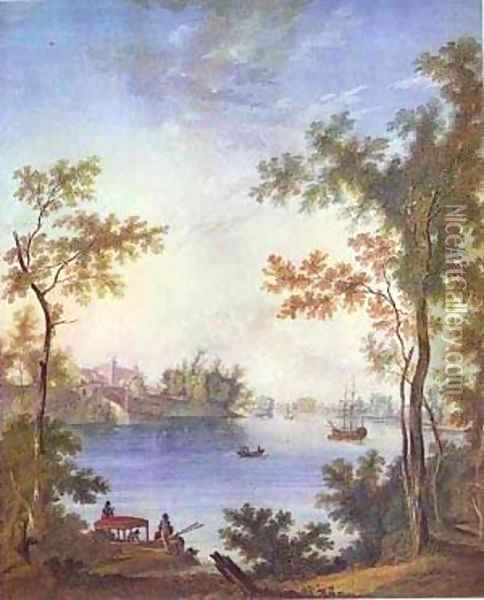 View On The Gatchina Palace From The Silver Lake 1798 Oil Painting - Semen Fedorovich Shchedrin
