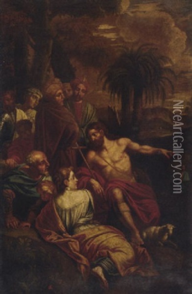 The Preaching Of The Baptist Oil Painting - Pietro da Cortona