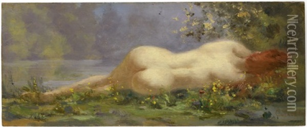 L'aurore: Weiblicher Ruckenakt Oil Painting - Antoine Calbet