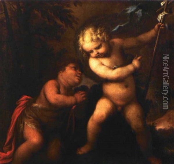 Gesu Bambino E San Giovannino Oil Painting - Giovanni Stefano Danedi
