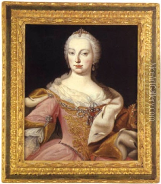 Bildnis Von Kaiserin Maria Theresia Mit Der Ungarischen Krone Oil Painting - Martin van Meytens the Younger
