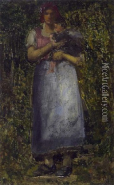 Jeune Femme A L'enfant Oil Painting - Georges Laugee