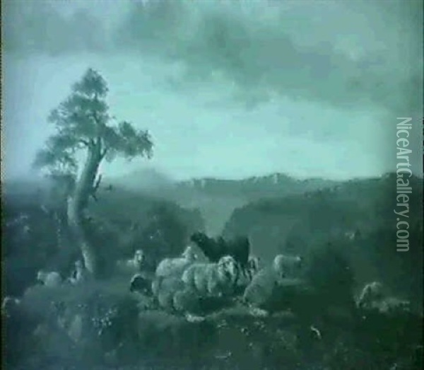 Patre Et Ses Moutons Oil Painting - Paul Jean Pierre Gelibert
