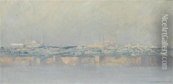 Panoramic View Of Constantinople From The Bosphorus Oil Painting - Charles Cottet