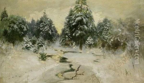 Verschneite Winterl Oil Painting - Franz Hoffmann-Fallersleben