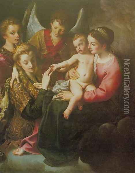Mystic Marriage of St. Catherine (Sposalizio mistico di santa Caterina) Oil Painting - Annibale Carracci